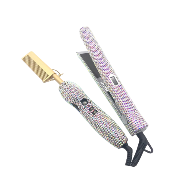 Bling Hair Straightener and Hot Comb Set