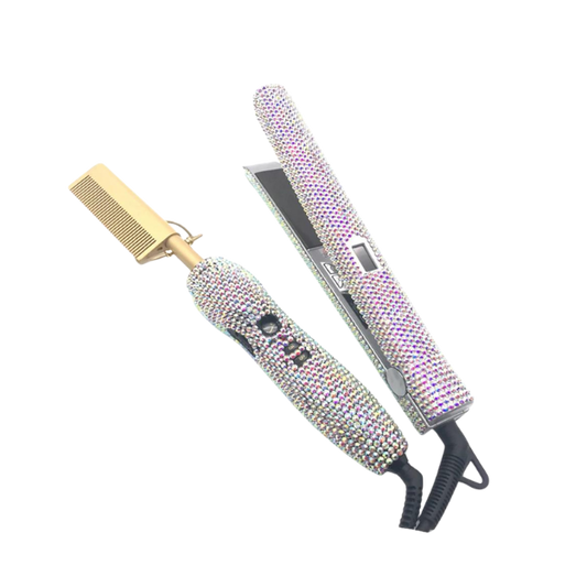 Bling Hair Straightener and Hot Comb Set