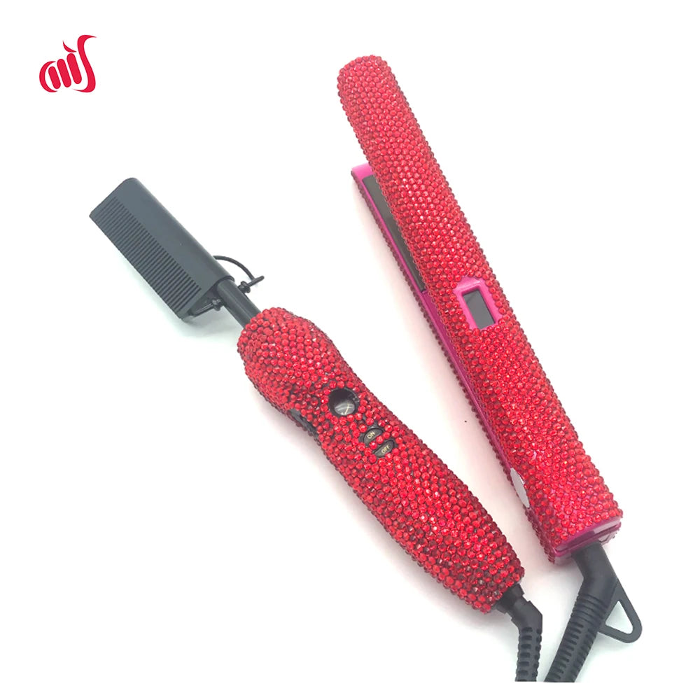 Bling Hair Straightener and Hot Comb Set