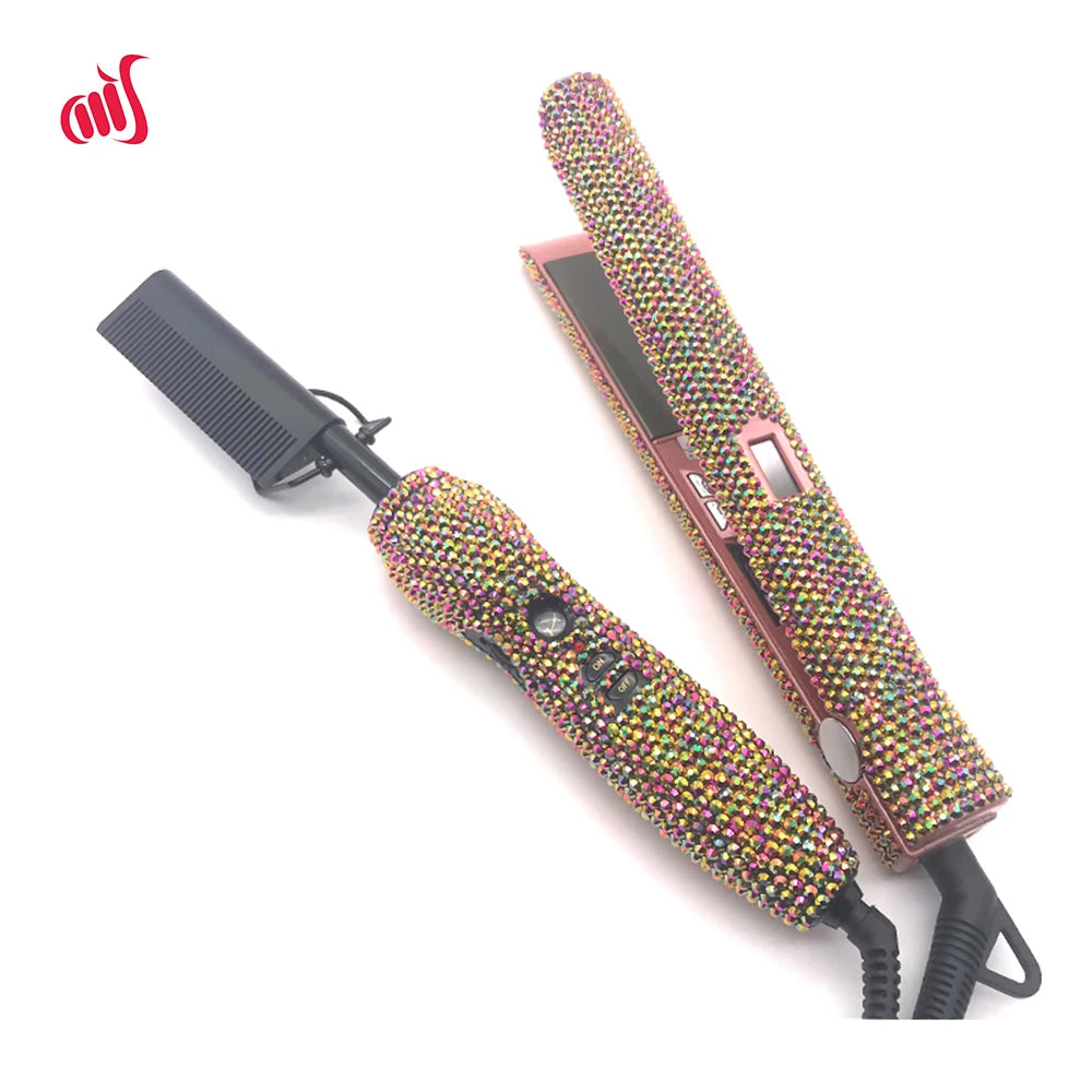 Bling Hair Straightener and Hot Comb Set